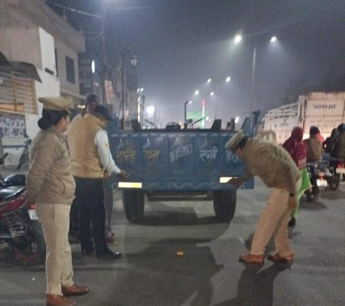 Policemen using reflective tape