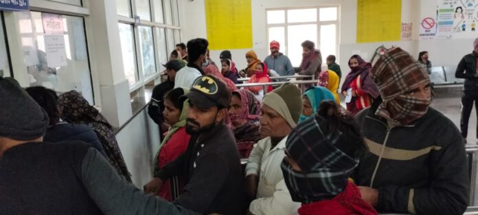 Crowd of patients at district hospital