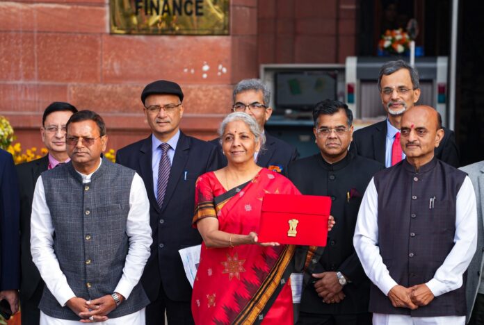 Finance Minister Nirmala Sitharaman reached Parliament with tablet in red bag