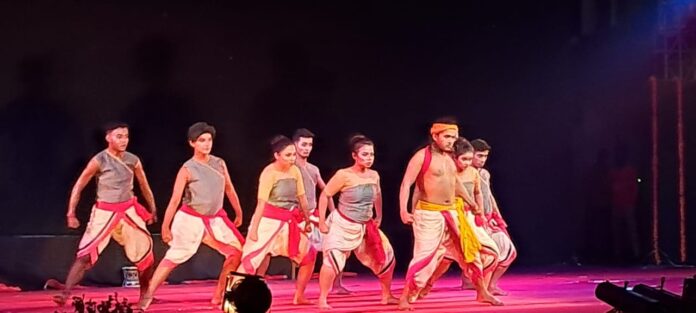 Artists presenting drama in Nav Umang 2080 program organized by Navsamvatsar Utsav Samiti