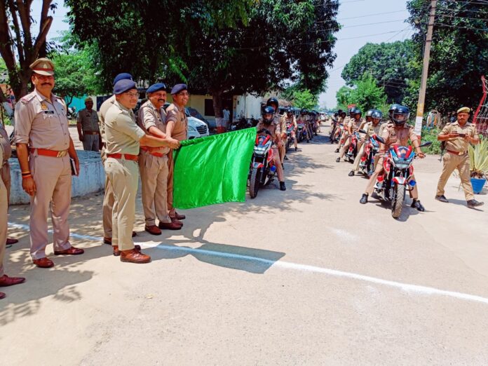 Superintendent of Police Abhishek Verma flagging off the bikes