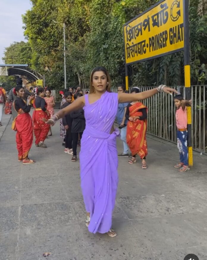 Girl Dancing On Railway Platfrom