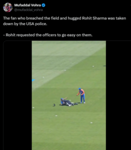 Rohit sharma Fan invade टी20 वर्ल्ड कप की सुरक्षा में लगी सेंध, रोहित शर्मा के पास पहुंचा फैन; पुलिस ने एेसे किया काबू